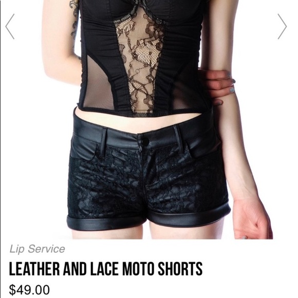 LEATHER AND LACE MOTO SHORTS (NEW WITH TAGS) - Picture 1 of 5